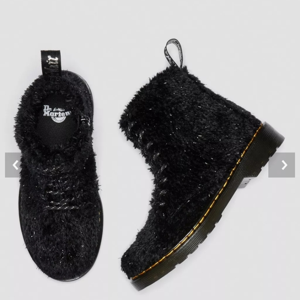 Dr. Martens Black Faux Fur  Boots